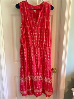 GAP Pink Sleeveless Midi Dress with Metallic Diamond Motif